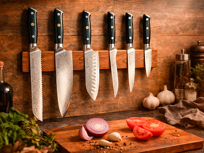 Væghængt knivmagnet i valnøddetræ elegant magnetisk knivholder