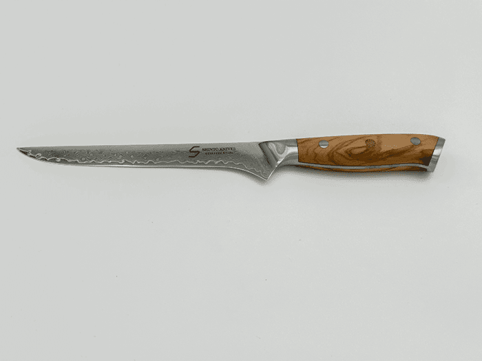 Kami Udbenerkniv i damaskusstål med oliventræ – japansk præcision og elegant design