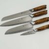 Kami Knivsæt i 4 dele med japansk inspireret præcision og eksklusivt håndværk, håndtag i oliventræ og blade i damaskusstål.