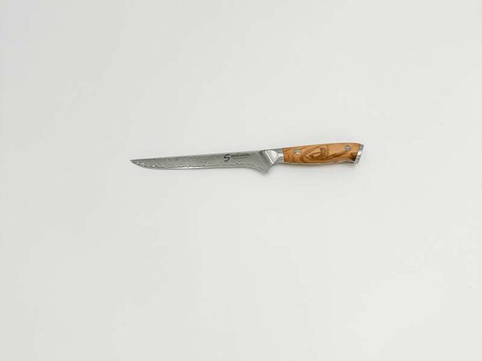 Kami Udbenerkniv i damaskusstål med oliventræ japansk præcision og elegant design