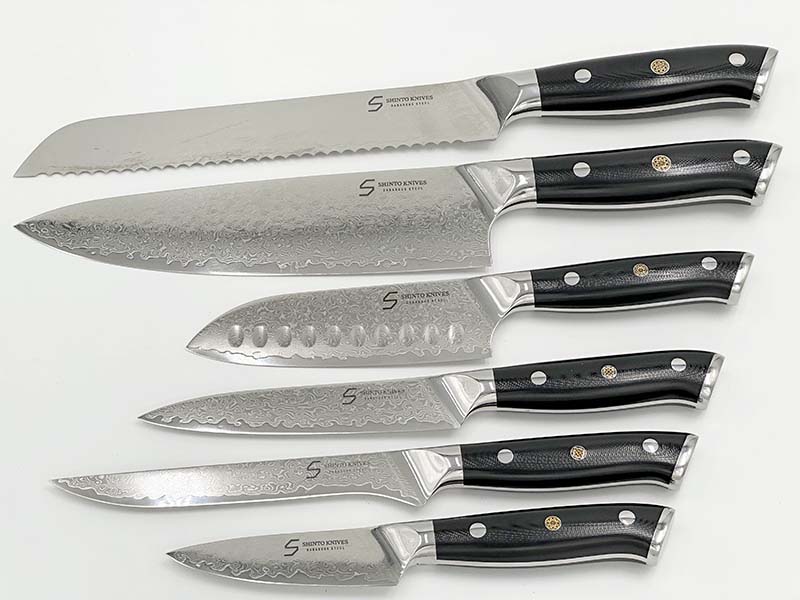 6 dele i Damaskus stål japansk præcision og elegant design til hele køkkenet
