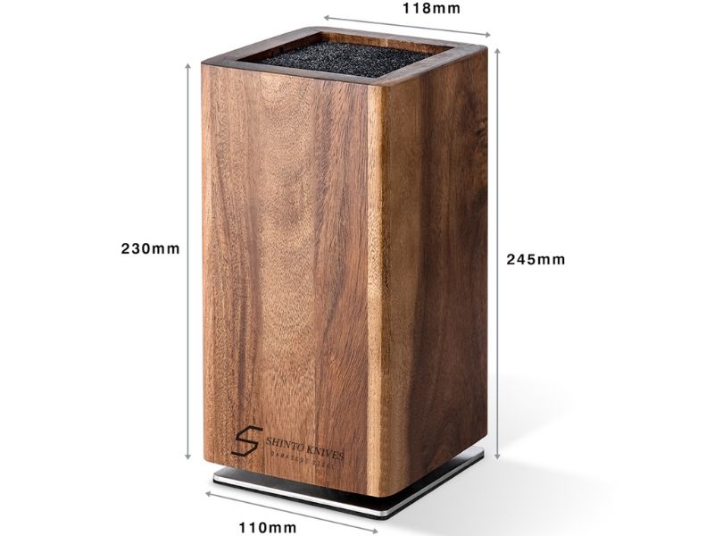 Magnetisk knivholder i akacietræ med 360° rotation og plads til op til 14 knive