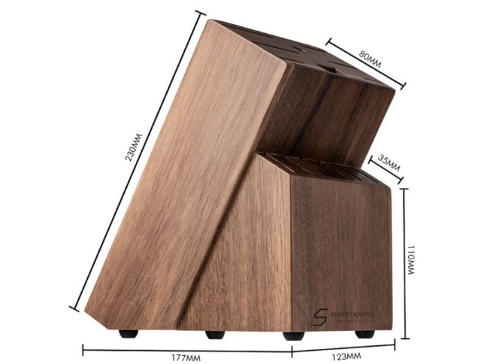 Knivblok i bæredygtigt gummitræ – Eksklusiv knivholder til 14 knive | Shinto Knives