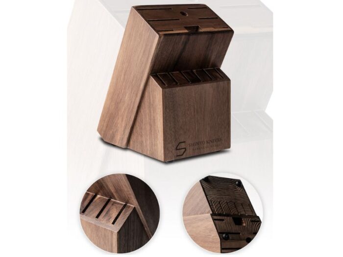 Knivblok i bæredygtigt gummitræ – Eksklusiv knivholder til 14 knive | Shinto Knives