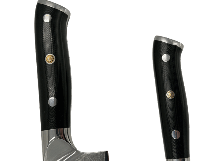 Shinto knivsæt 2 dele med kokkekniv og urtekniv i 67 lag Damaskusstål